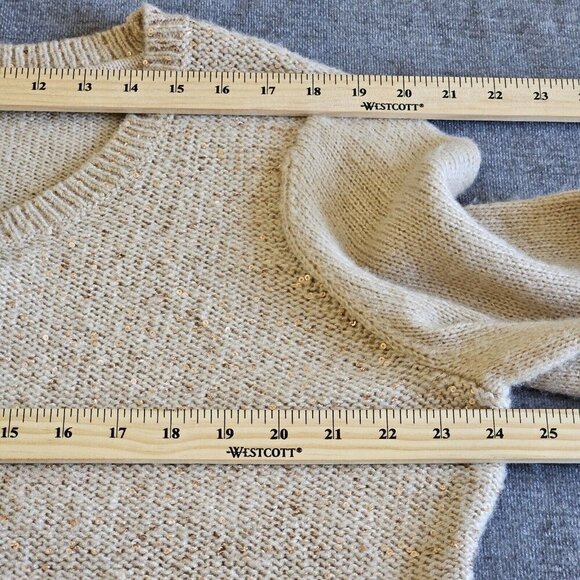 Tommy Hilfiger Sweater Womens XXL Sand Crew Neck LS Cottage Sequins Boho Holiday - Picture 4 of 13